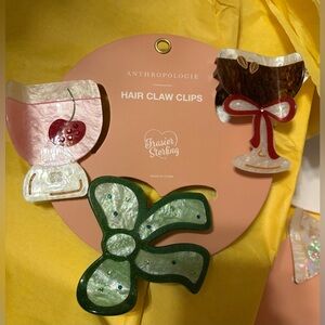 Anthropologie Frasier Sterling Hair Claw Clips NWT